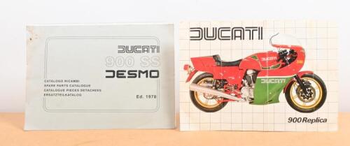 DUCATI: Two Ducati 900 items, including Ducati 900 Replica sales brochure and a photocopied version of the 1978 Ducati 900ss Desmo spare parts catalogue
