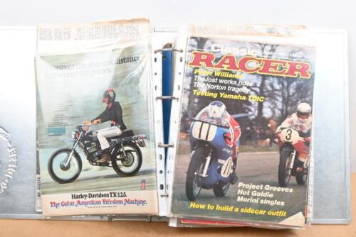 MOTORCYCLE LITERATURE: A folder containing various motorcycle publications and literature including two 1970's 'two wheels' magazines, MV Agusta and MV Agusta 750 information.