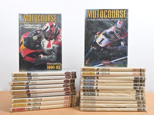MOTOCOURSE: A large collection of consecutive editions of 'Motocourse' publications ranging from 1976-1998