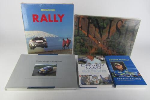 RALLYING: Five hardcover books detailing rallying.