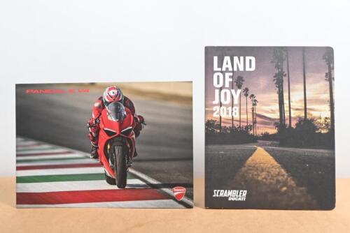 DUCATI: Two modern Ducati sales booklets, one for the Panigale V4, the other for the Scrambler.
