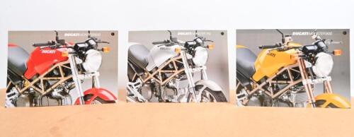 DUCATI MONSTER: Three double sided single sheet Ducati Monster sales brochures, including Monster 600, 750 and 900
