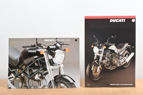 DUCATI MONSTER: Two double sided single sheet Ducati Monster Dark sales brochures