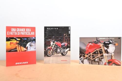 DUCATI MONSTER: Three Ducati Monster, colour sales brochures including Monster 400 1998, Monster 600/900 1997 and Monster 600 1996