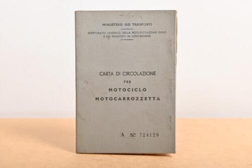 LAMBRETTA: A 1963 Italian registration booklet, believed to be for a Lambretta 125 LI special scooter