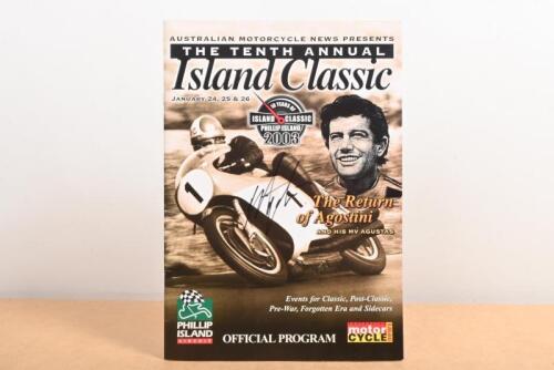 AGOSTINI: A official program from the 2003 Phillip Island Classic, autographed by Giacomo Agostini