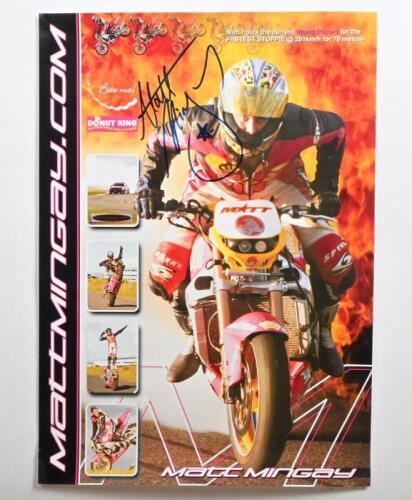 MATT MINGAY: A poster depicting Australian motorsports stuntman Matt Mingay, autographed by Mingay.