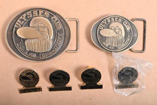 ULYSSES: A collection of Ulysses Club badges and buckles and pins, largest buckle 8 x 7cm