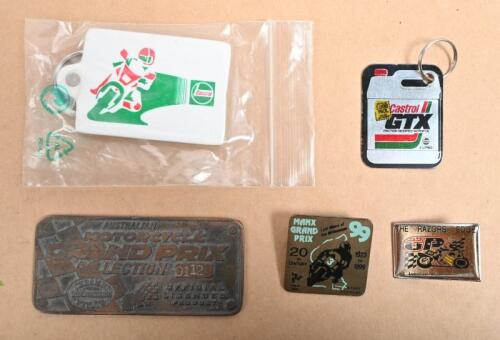 CASTROL/GRAND PRIX: A collection of items to the Motorcycle Grand Prix /Castrol, largest 3.5 x 7.5cm