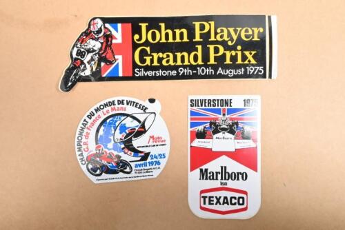 GRAND PRIX: Three unused original 1970s sticker relating to Grand Prix