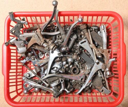 BRAKE LEVERS: A collection of assorted mainly classic British brake and clutch levers with miscellaneous bolts