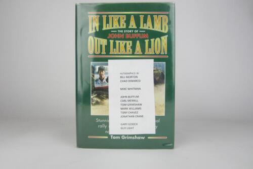 BUFFUM: 'In Like A Lamb...Out Like A Lion' hardcover book by Tom Grimshaw. Multiple signatures.
