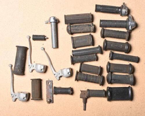 PARTS: A collection of rubber footrests and handlebar grips, including Triumph.Some in all aluminium