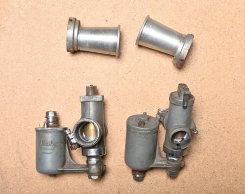 VINCENT/HRD: Two Amal carburetors with associated trumpets as used on Vincents - UPDATED TEXT & PHOTOS