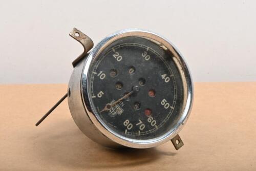 SMITHS: An early Smiths 0-80 MPH speedometer, blackface with trip odometer