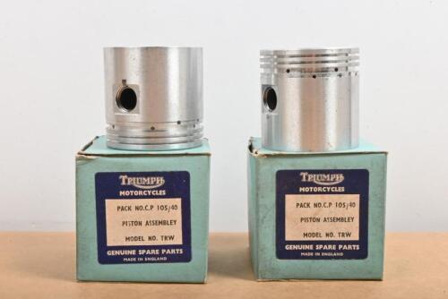 TRIUMPH: Two NOS Triumph Motorcycle Piston Assembly Model NO. TRW