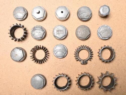 VINCENT/HRD: A group of assorted engine caps, some cast with &lsquo;Vincent&rsquo; and &lsquo;HRD&rsquo;.