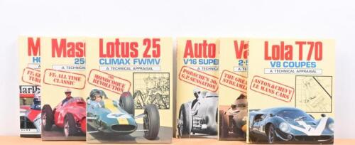RACING CARS: A group of hardcover books books by Ian Bamsey and Andy Hall providing a technical analysis of various racing cars. McLaren Honda Turbo, Lola T70 V8 Coupes, Auto Union V16 SUPERCHARGED books