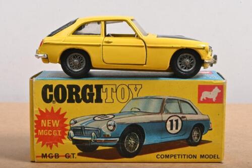 CORGI: A Corgi MGC GT "Competition Model" (345). Yellow with black bonnet