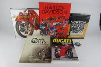 MOTORBIKES: A collection of six Motorbike items. AJS badge.