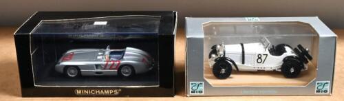 MERCEDES-BENZ: Two 1:43 scale Mercedes-Benz models. MINICHAMPS Mercedes 300 SLR Mille Miglia 1955 & RIO Limited Edition 1931 Mercedes-Benz SSKL Mille Miglia, as raced by Rudy Caracciola