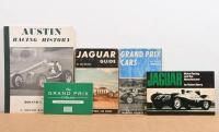 MOTOR RACING CARS: A selection of items related to Grand Prix and Sports cars. 'JAGUAR - Motor Racing and the Manufacturer' softcover book by Robert Bentley & 'The GRAND PRIX Collection - GRAND PRIX CARS OF THE 1950s' card set by THE CARD SCHOOL