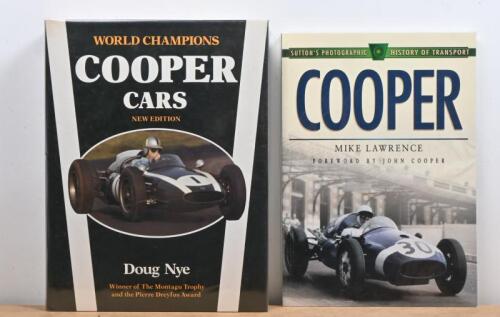 COOPER: Two publications related to Cooper cars. 'COOPER CARS' hardcover book by Doug Nye & 'SUTTON'S PHOTOGRAPHIC HISTORY OF TRANSPORT - COOPER' softcover book by Mike Lawrence