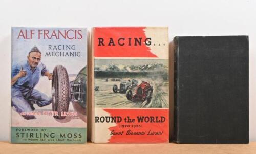 MOTOR RACING: Three 1950s period hardcover novels detailing motor racing from various eras. 'RACING ROUND the WORLD (1920-1935) by Count Giovanni Lurani