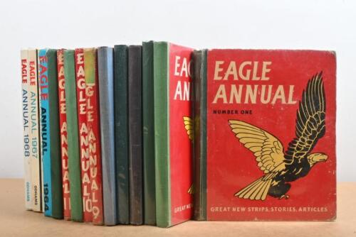 EAGLE ANNUAL: A collection of fifteen issues of 'EAGLE ANNUAL' including Number One (circa 1950), Number 4 (circa mid 1950's) - 1964 (Number 13), 1966 - 1968