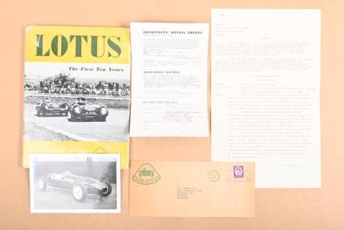 LOTUS: 'LOTUS ... The first ten years' hardcover book by Ian Smith. Accompanying LOTUS F2 picture and LOTUS ENGINEERING information narrative