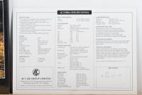 AC: 'ORIGINAL AC ACE & COBRA - The Restorer's Guide to AC, Bristol, and Ford Engined Cars Ace, Aceca and Cobra' hardcover book by Rinsey Mills & 'AC COBRA SPECIFICATIONS' sheet from AC CAR GROUP LIMITED - 3