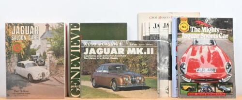 JAGUAR: A group of Jaguar hardcover books and reference material. 'JAGUAR SALOON CARS' by Paul Skilleter & 'GREAT MARQUES POSTER BOOK - JAGUAR' by Chris Harvey