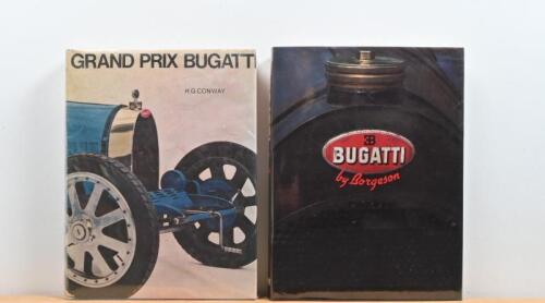 BUGATTI: Two hardcover books detailing the Bugatti marque. 'GRAND PRIX BUGATTI' hardcover book by H.G. CONWAY