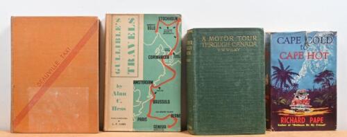 MOTORING TRIPS/JOURNEYS: A collection of four hardcover books concerned with motoring journeys of differing types. 'GULLIBLE'S TRAVELS' by Alan C. Hess, published 1948 by MOTOR RACING PUBLICATIONS LTD