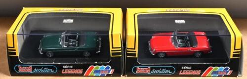 MG: Two 1:43 scale Jouef evolution MGB MK II models (1053 & 1056). Green & Red