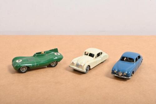 JAGUAR: Three early Matchbox (Lesney) Jaguar Matchbox cars. No.32 Jaguar XK140, No.41 "D" TYPE JAGUAR & No.65 Jaguar 3.4 Litre